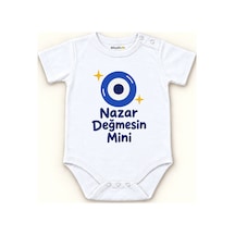 Babylimon Nazar Değmesin Mini Baskılı Beyaz Kısa Kollu Çıtçıtlı Bebek Zıbını Beyaz - Nazar Değmesin Mini - 928161985 Beyaz - Nazar Değmesin Mini