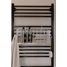 Kancalı Banyo Havlupan Askısı Fönlük Havluluk Banyo Aksesuarı Düzenleyici Banyo Rafı Gümüş