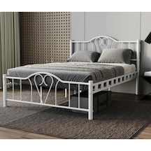 Reyo Orkide Çift Kişilik Ferforje Beyaz Metal Karyola 160x200