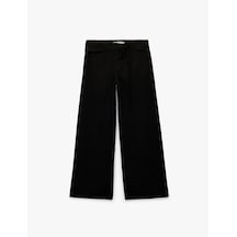 Koton Normal Bel Fermuarlı Cepli Bol Kalıp Denim Pantolon - Loose Straight Fit Jean Siyah 7wal40229md