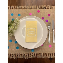 Gümüş Yaldızlı Sarı Çerçeveli Mevlidimize Hoşgeldiniz Peçete 16 Adet