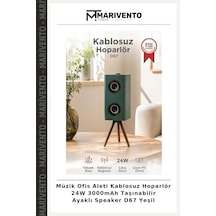 Müzik Ofis Aleti Kablosuz Hoparlör 24w 3000mah Taşınabilir Ayaklı Speaker D67 Yeşil