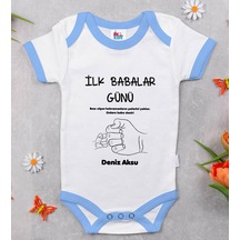 Bitmeyenkartus Bk Kids Kişiye Özel Mavi Bebek Body Zıbın - Model 27 Çok Renkli