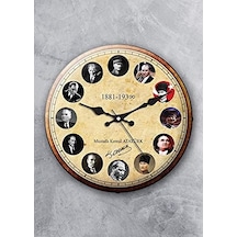 36 Cm Gerçek Bombe Cam Akar Saniye Sessiz Mekanizma Dekoratif Atatürk Duvar Saati 0240-beyaz-şekilli-48cm