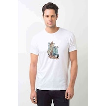 Vespa Baskılı Beyaz Erkek Tshirt (528952637)