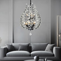 Donna Siyah 55'lik Kristal Taşlı Modern Koridor, Salon Avize Siyah