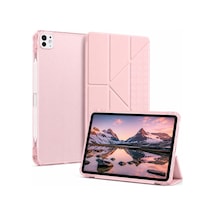 Kalem Bölmeli İpad 11. Ve 10. Nesil Tablet Kılıfı, Soft Pembe, A16 Çipli Apple Uyumlu Tablet Kabı, Katlanır Kapaklı 4 Kademeli Stand, Kalem Yuvası, Şeffaf Petek Dokulu Silikon Arka