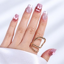 Renkli Nail Art Kısa Balerin 10'lu Tekrar Kullanılabilir El Yapımı Protez Takma Tırnak Ekbl3023 S