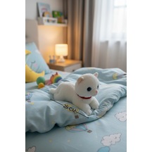 Miyavlayan Peluş Kedi 25 Cm - Yumuşacık Tüylü Sesli Uyku Arkadaşı Ve Hediye Kedi Oyuncak Beyaz