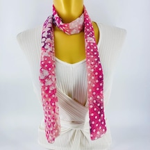 Tedz Collection Paredora Beyaz Puantiyeli Şeker Pembe Uzun Fular Çok Renkli