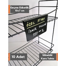 10 Adet Silinebilir Siyah Etiket 10x7 Cm Cama Tele Geçme Takma