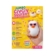 Civciv Sukuşi Skuşi Squishy Sevimli Hayvan Ördek Esnek 1 Adet Stres Oyuncakları Uzayan Gözlüklü Squıshy Sarı Beyaz 8.5cm