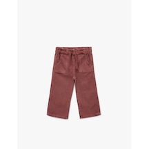 Koton Pamuklu Loose Fit Beli Bağcıklı Cepli Denim Pantolon Bordo 6wmg40014ad Bordo