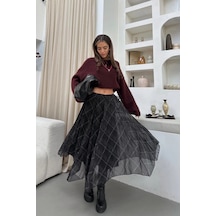 Asur Boutique Asur Butik Kadın Asimetrik Kesim Şifon Astarlı Etek Siyah