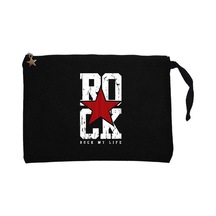 Rock My Life Siyah Clutch Astarlı Cüzdan / El Çantası