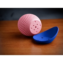 Bezos 3d Baskı Küre Saksı - Kafes Dokulu İki Parçalı Dekoratif Saksı - Pembe-mavi Rengaren Standart
