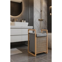 Modern Bambu Çamaşır Kirli Sepeti Geniş Hacim 61x40 X35 Cm Diğer