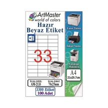 A4 Hazır Beyaz Etiket 70x25mm 100 Sayfa 1 Paket 33 Lü Kendinden Yapışkanlı Fotokopi Lazer İnkjet Kağıdı Yazıcılar İçin