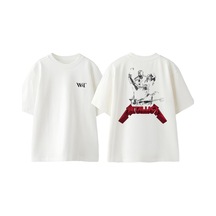 Thewert Metallica Men Rock Tasarım Sırt Baskılı Pamuk Beyaz Oversize T-shirt