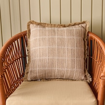 Soft Palm Breeze Jüt Görünümlü Kırlent - Kahverengi - 45x45 Cm Çok Renkli