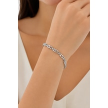 Balenbi Jewelry Kararmaz Çelik Grek Desenli Gümüş Renk Kadın Bileklik 1111
