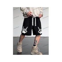 Tarzsokak Y2k Unisex Yaz Şort Bermuda Harajuka Anime Retro Kod-11585 Siyah