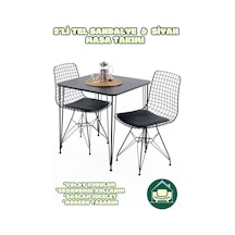Siyah 70x70 Cm Masa Tel Sandalyeli Masa Takımı