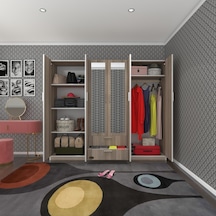 Kenzlife gardırop 6 kapılı çekmeceli begonvil210 crd aynalı kapaklı gardolap dolap