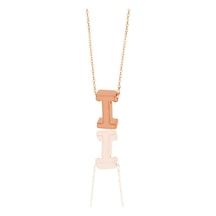 Gümüş Rose Üç Boyutlu Minimal I Harf Kolye (535071001)