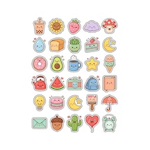30 Adet Sevimli Objeler Sticker Seti - Laptop Defter Telefon Ajanda Çok Renkli