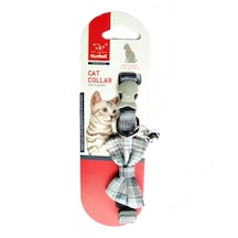 Nunbell Çıngıraklı Fiyonk Papyon Kedi Boyun Tasması 23-35 Cm Gri