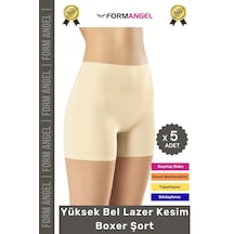 Korse İz Göstermeyen Lazer Kesim Toparlayıcı Şekillendirici Rahat Yüksek Bel Boxer Korse - 5 Adet Ten