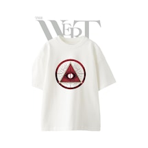 Thewert All Seeing Eye Tasarım Baskılı Ünisex Beyaz Oversize T-shirt