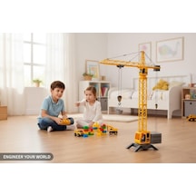Uzaktan Kumandalı Dev Kule Vinç Seti - 128 Cm Boyunda, Işıklı Ve Sesli Mühendislik Serisi