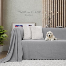 Kaymaz Koltuk Örtüsü Çift Taraflı Mikrofiber Şönil 175x350 Cm Xl- Kurşun Kedi Köpek Ve Çocuk Dostu N