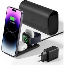 Esr 3 İn 1 Şarj Stand Apple Uyumlu iPhone + Airpods Watch Deri Çantalı