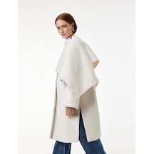 Koton Oversize Kaşe Şal Yaka Kaban Uzun Kollu Düğmeli Cepli Ekru 6wak00428ew Ekru