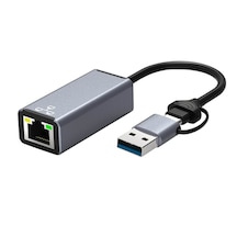 Type-C 3.1 / Usb 3.0 to RJ45 Gigabit Ethernet İnternet Çevirici Adaptör - 1000Mbps - Macbook Uyumlu