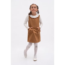 Mnk Baby & Kids Süet Cepli Kız Çocuk Takım Mnk2144 Koyu Kahverengi