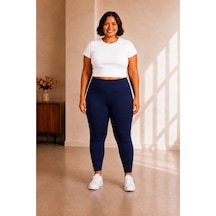 Sngl Tekstil Kadın Büyük Beden Çelik İnterlok Kumaş Toparlayıcı Tayt 3xl 4xl 5xl 6xl 7xl 8xl 9xl Lacivert