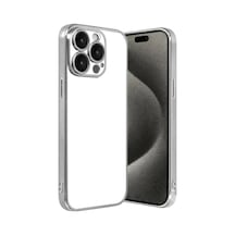 Apple Uyumlu iPhone 15 Pro Max Uyumlu Lensli Silikon - Gümüş