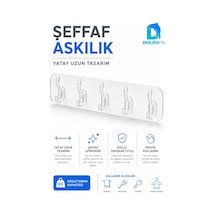 5 Kancalı Şeffaf Yapışkanlı Duvar Askılığı Delmeden Montaj -şeffaf