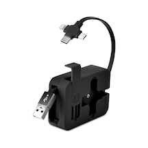 Cep Tipi Telefon Tutuculu Makaralı Uzayıp Kısalabilen 3&amp Apos Ü 1 Arada Usb Şarj Kablosu 5671 Çok Renkli