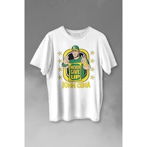 John Cena Wwe Logo Never Give Up Amerikan Güreşi Baskılı Tişört Unisex T-shirt 001