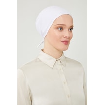 Melodi Scarf Kadın Tesettür Geniş Hacimli Büyük Kalıp Xl Bone Beyaz Beyaz