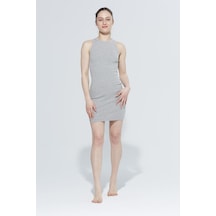 Dakota Halter Yaka Ribanalı Diz Üstü Basic Örme Elbise 001