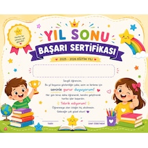 10 Adet Yıl Sonu Başarı Sertifikası 2025-2026 Eğitim Yılı Ilkokul Öğrencileri Için Motivasyon Ve Tebrik Belgesi