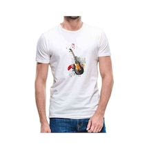 Gitar Art Baskılı Beyaz Erkek Tshirt