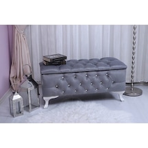 Ultra Lüks Ayak Ucu Sandıklı Puf Bench Gri