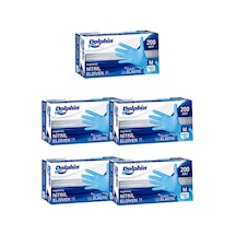 Dolphin Tek Kullanımlık Lateks Mavi Pudrasız Nitril Muayne Eldiveni Medium Orta Boy 100'lü 5 Paket
